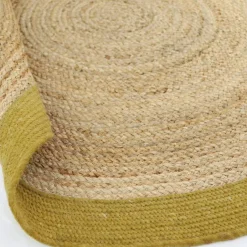 Tapis rond Yhuki en jute et laine Mangue (140 cm)