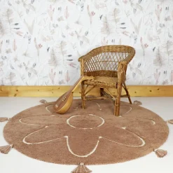 Tapis rond Yva fleur rose (110 cm)