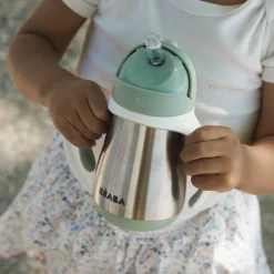 Tasse à paille en inox vert sauge (250 ml)