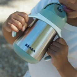 Tasse à paille en inox vert sauge (250 ml)