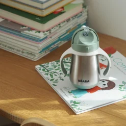 Tasse à paille en inox vert sauge (250 ml)