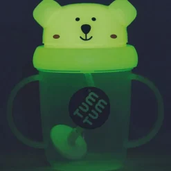 Tasse antifuite avec paille lestée Ours phosphorescente (200 ml)
