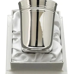 Timbale Evasée Perles en métal argenté dans son coffret (personnalisable)