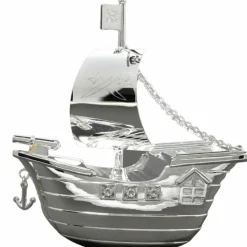 Tirelire Bateau de pirates (métal argenté)