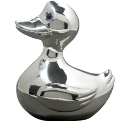 Tirelire Canard avec écharpe personnalisable (métal argenté)