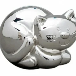 Tirelire Chat personnalisable (métal argenté)