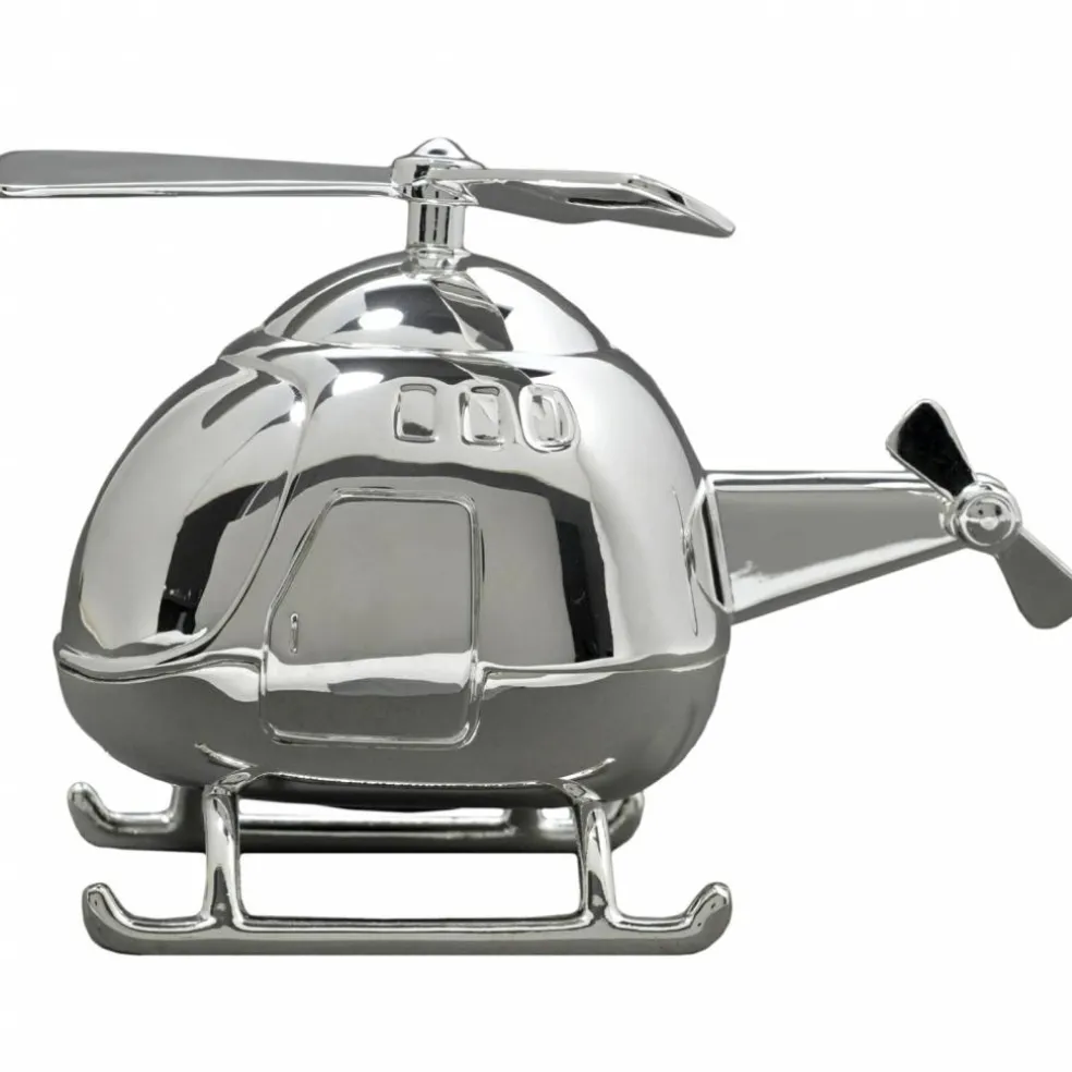 Tirelire Hélicoptère (métal argenté)
