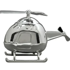 Tirelire Hélicoptère personnalisable (métal argenté)