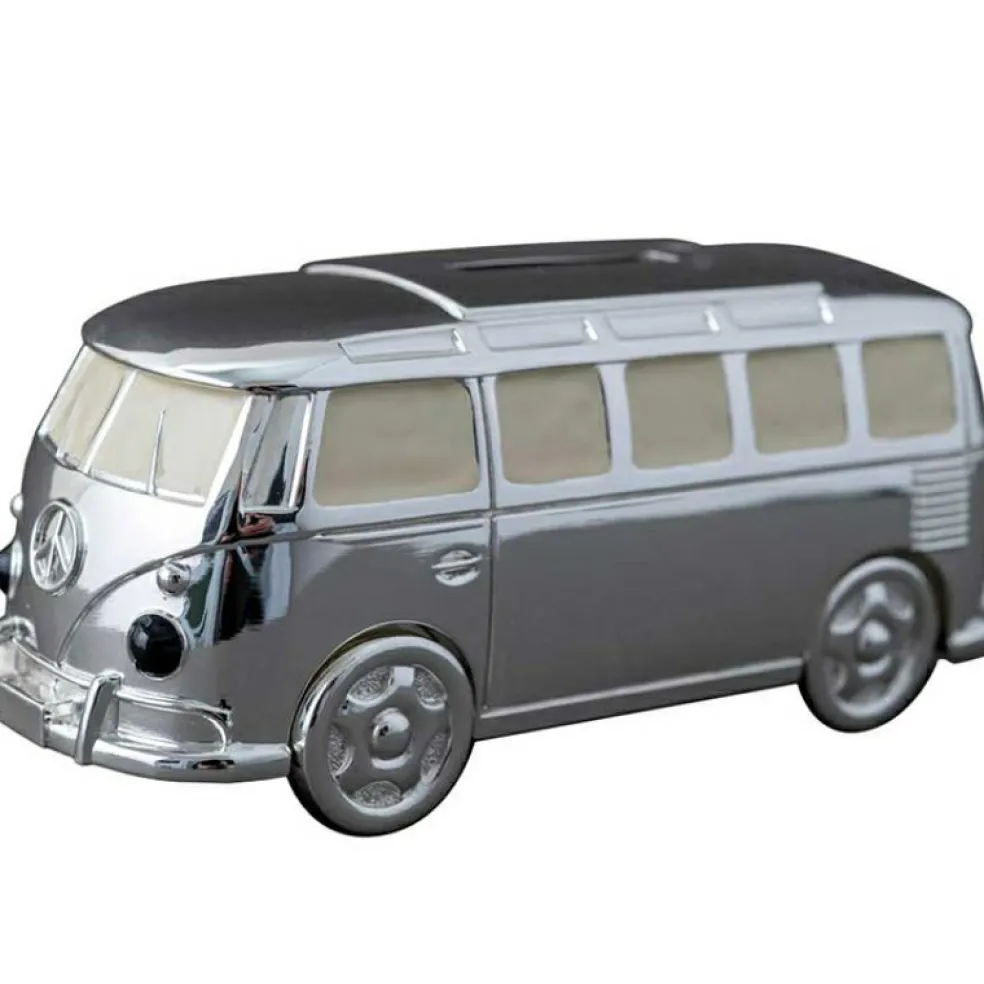 Tirelire Mini Van personnalisable (métal argenté)