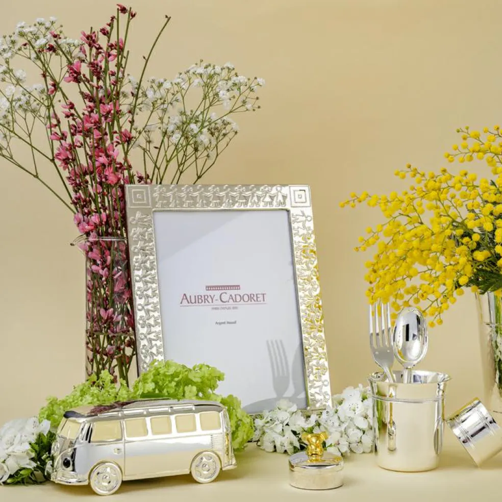 Tirelire Mini Van personnalisable (métal argenté)