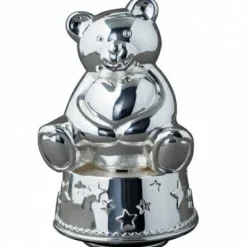Tirelire musicale Ours personnalisable (métal argenté)