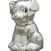 Tirelire petit chien (métal argenté)