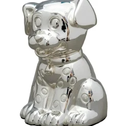Tirelire petit chien (métal argenté)