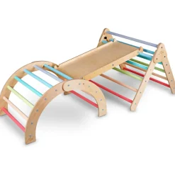 Toboggan et mur d'escalade 2 en 1 Pickler multicolore pastel