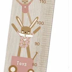 Toise en bois Lapin Doudou rose personnalisable