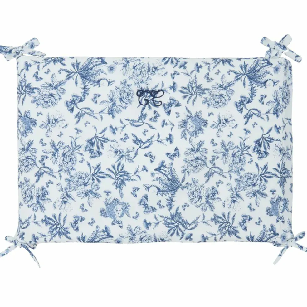 Tour de lit adaptable Toile de Jouy bleu