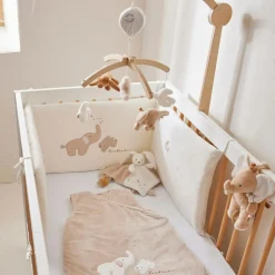 Tour de lit et parc en veloudoux Bali, Moka & Snow