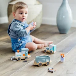 Train en bois Les animaux du zoo