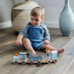 Train en bois Les animaux du zoo