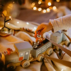 Train en bois Les animaux du zoo