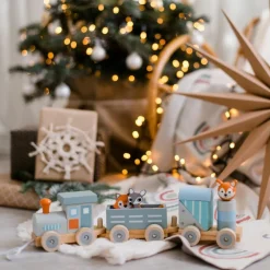 Train en bois Les animaux du zoo