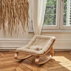 Transat à balancement en bois de hêtre Levo Fur Milk