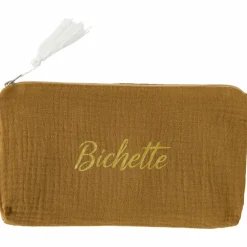 Trousse cadeau zippée Bichette gaze de coton havane