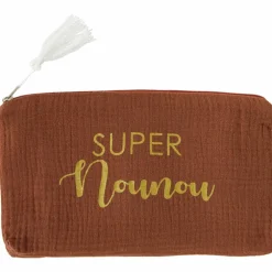 Trousse cadeau zippée Super Nounou gaze de coton toffee