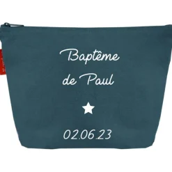 Trousse de toilette bleu pétrole (personnalisable)