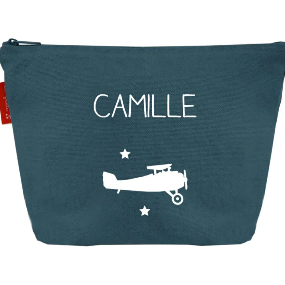 Trousse de toilette bleu pétrole (personnalisable)