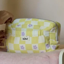 Trousse de toilette Comme un bonbon Romy damier jaune