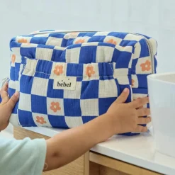Trousse de toilette Comme un bonbon Romy damier bleu