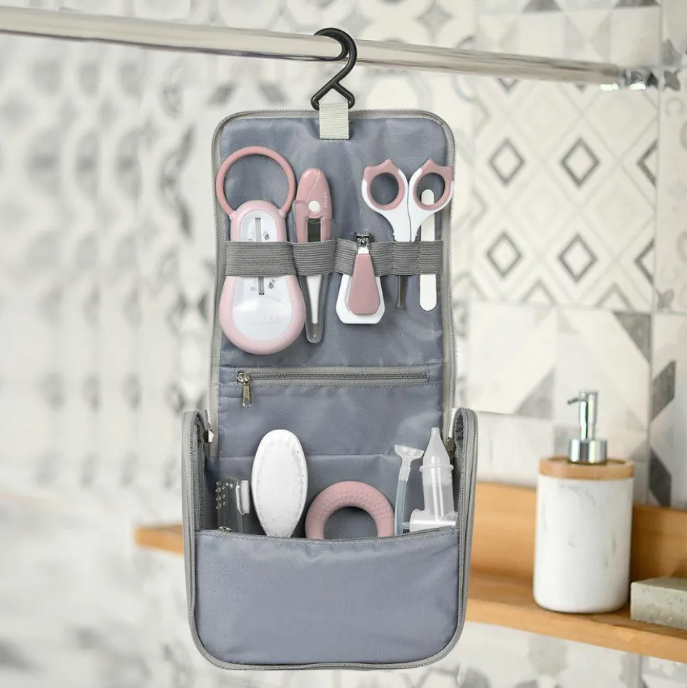 Trousse de toilette old pink (9 accessoires)