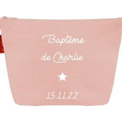 Trousse de toilette rose poudré (personnalisable)