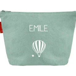 Trousse de toilette vert amande (personnalisable)