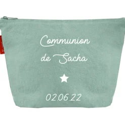 Trousse de toilette vert amande (personnalisable)