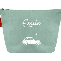 Trousse de toilette vert amande (personnalisable)