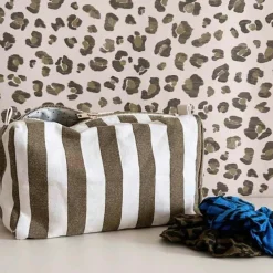 Trousse de toilette Vic rayée Olive-Greige