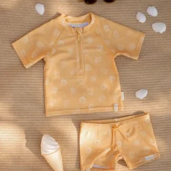 T-shirt de bain anti-UV manches courtes Seashells Sunny Yellow (6-12 mois)