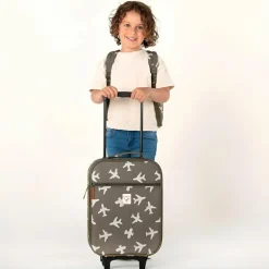 Valise à roulettes enfant Avions kaki