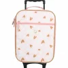 Valise à roulettes enfant Coeurs rose et caramel