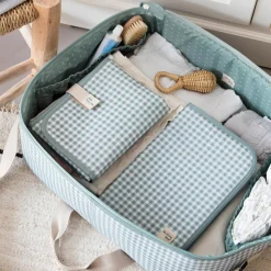 Valise de maternité I love vichy vert