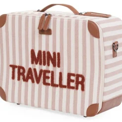 Valise enfant Mini Traveller rayures nude-terracotta