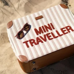 Valise enfant Mini Traveller rayures nude-terracotta