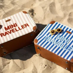 Valise enfant Mini Traveller rayures nude-terracotta